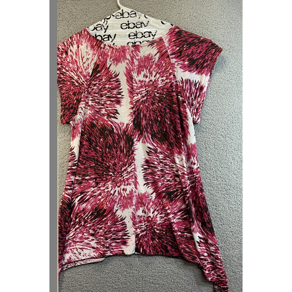 Second Skin NYC Women's Stretch Top, Pink Bursts 2X